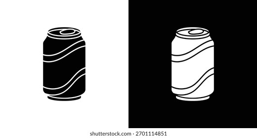 Soda can icon silhouette vector in black colors. flat symbol logo design style