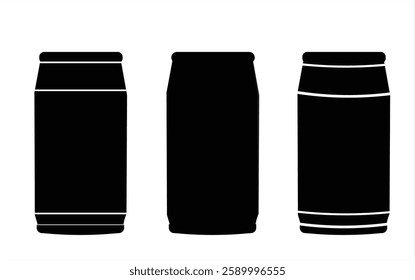 Soda can icon, transparent background. Dented soda cans icons set. Beverage, beer and brewing sign and symbol. soda and juice silhouette. Vector illustration, Eps 10.