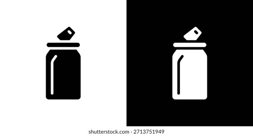 Ícone de lata de refrigerante. Ilustração vetorial. Silhueta em preto