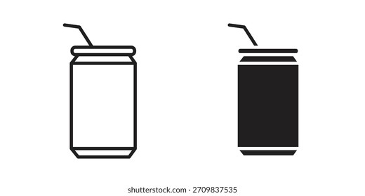Soda pode ícone vetor modernos desenhos planos e traçados