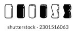 Soda can icon vector in thin line and flat style with editable stroke on white background. Dented soda cans icons set. Beverage, beer and brewing sign and symbol. Vector illustration
