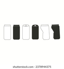 Soda can icon vector in thin line and flat style Vector illustration