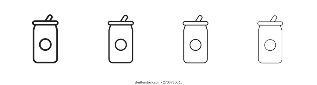 Ícones da lata de refrigerante. coleção editável do ícone do traçado.