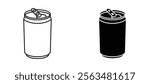 Soda can icons in outline and fill. vector illustration for ui.