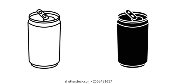 Soda can icons in outline and fill. vector illustration for ui.