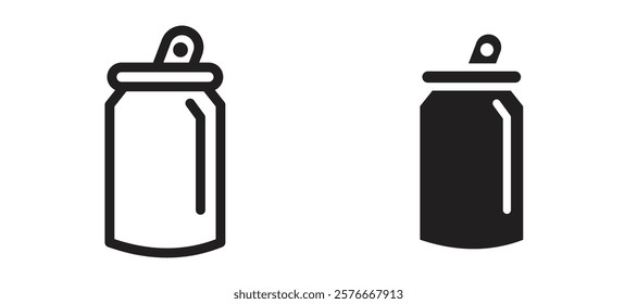 Soda can icons in outline and stroke versions
