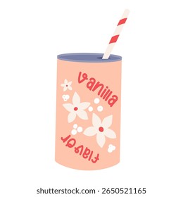 Ilustração de refrigerante. Refrigerante de baunilha em estanho.