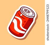 Soda can illustration, vector. Tin can of lemonade sticker