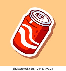 Soda can illustration, vector. Tin can of lemonade sticker