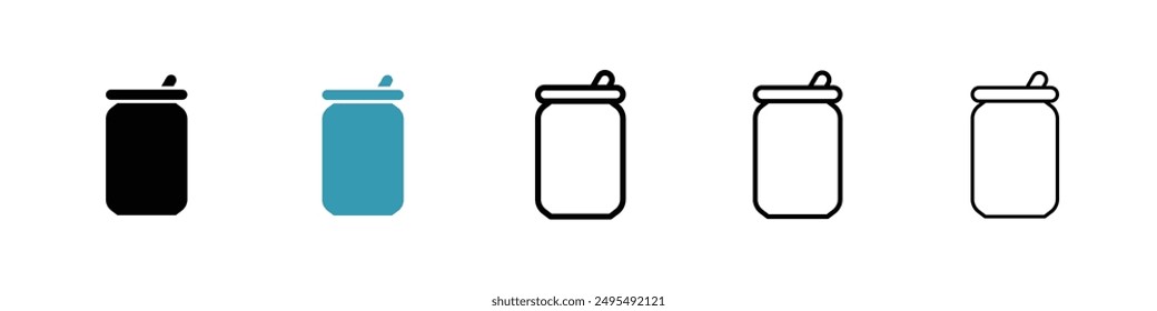 Soda can line icon vector set.
