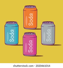 soda can liquid freshness soft drink soft unhealthily sweet vector illustration drink tonic energetic orange pink 
