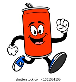 Soda Can Mascot Running - A vector cartoon illustration of a Soda can mascot running.