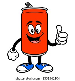 Soda Can Mascot with Thumbs Up - A vector cartoon illustration of a Soda can mascot holding Thumbs Up.