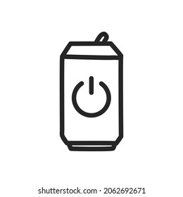 Soda can outline icon, energy drink.