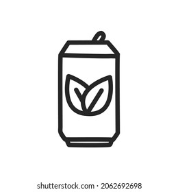 Soda can outline icon, healthy drink.