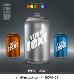 Soda can realistic mock-up vector illustration for web and print