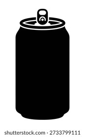 Soda kann Silhouette, erfrischendes Getränk, Softdrink-Verpackung. Piktogramm für Konservengetränke. Metallbehälter.