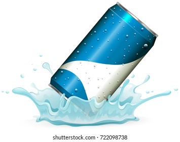 Soda Can In Splash Water