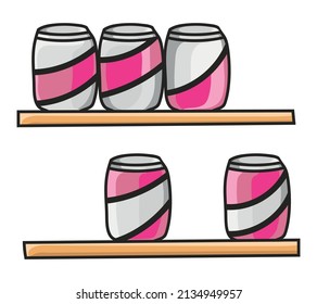 Soda can store showcase shelf icon Colored Doodle Vector Illustration. Isolated on a white background. Element for label, merchandise, menu, website, book.