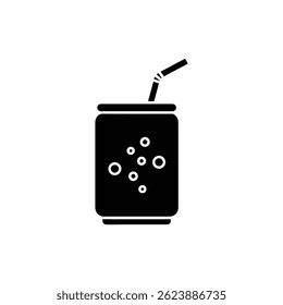 Soda Can with Straw and Bubbles Icon