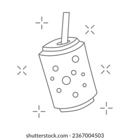 Soda can thin line icon on white background