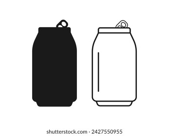 Soda can vector icon vector illustration. black outline isolated white background