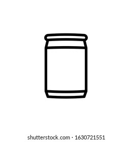 Soda can vector icon  in linear, outline style isolated on white background