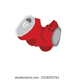 La soda puede ser una ilustración vectorial. lata abierta de refresco. Tin clipart. Vector plano aislado sobre fondo blanco. Concepto de residuos de metales. Basura reciclada. Basura. Basura.