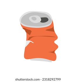 La soda puede ser una ilustración vectorial. lata abierta de refresco. Tin clipart. Vector plano aislado sobre fondo blanco. Concepto de residuos de metales. Basura reciclada. Basura. Basura.