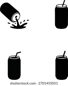 Ilustrações de vetor de refrigerante com palha e derramamento de líquido gráfico