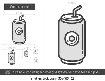 Soda can vector line icon isolated on white background. Soda can line icon for infographic, website or app. Scalable icon designed on a grid system.