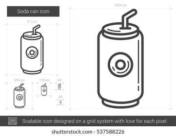 Soda can vector line icon isolated on white background. Soda can line icon for infographic, website or app. Scalable icon designed on a grid system.