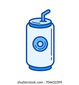 Soda can vector line icon isolated on white background. Soda can line icon for infographic, website or app. Blue icon designed on a grid system.