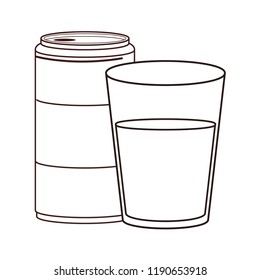 Soda can and water glass