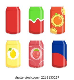 Colección de latas de refresco. Ilustración del vector