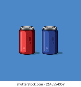 Soda cans drawing vector art on a blue background.