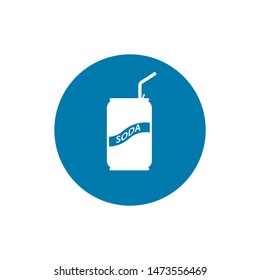 Soda Cans with tube. Simple vector icon. Soft drink symbol.