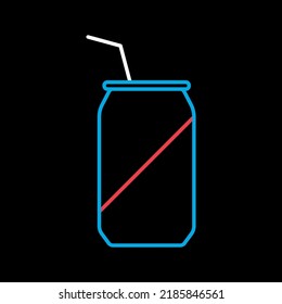Soda-Dosen-Vektorgrafik einzeln auf schwarzem Hintergrund Symbol. Schnelles Lebensmittelzeichen. Graph-Symbol für das Kochen von Webseiten und Apps-Design, Logo, App, Benutzeroberfläche