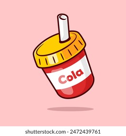 Soda Cola Drink Floating Cartoon Vector Icon Illustration. Drink Object Icon Concept Isolated Premium Vector. Flat Cartoon Style