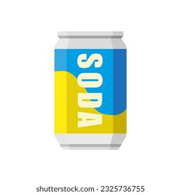 Soda in colored aluminum can icon isolated on white background. Soft drinks sign. Carbonated non-alcoholic water with different flavors. Drinks in colored packaging. Vector illustration