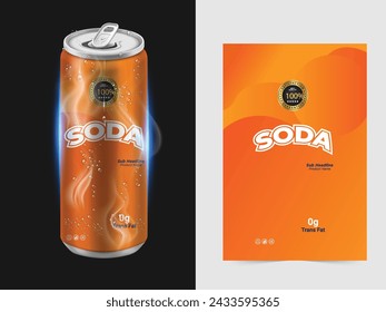 Soda in colored aluminum can icons isolated on white background. Soft drinks sign. Carbonated non-alcoholic water with different flavors. Drinks in colored packaging