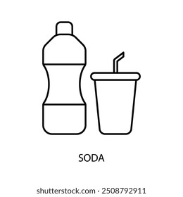 Icono de línea de concepto de soda. Ilustración de elemento simple. diseño de símbolo de esquema de concepto de soda.