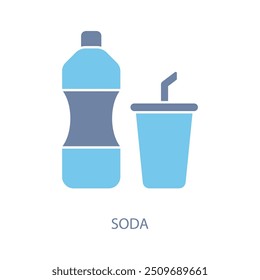 Icono de línea de concepto de soda. Ilustración de elemento simple. diseño de símbolo de esquema de concepto de soda.