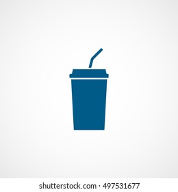 Soda Cup Blue Flat Icon On White Background