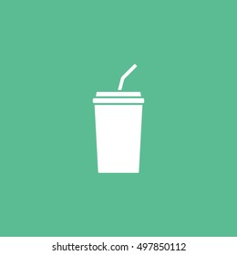 Soda Cup Flat Icon On Green Background