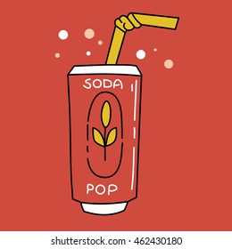 Soda cup in flat style on colored background.