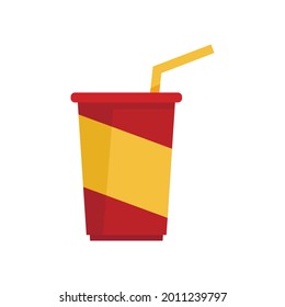 Soda Cup Icon. Flat Illustration Of Soda Cup Vector Icon Isolated On White Background