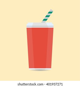Soda cup icon with straw