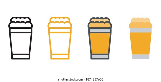 Soda cup icons with multiple styles, outline, colored lines, and flat icons. Vector icon design