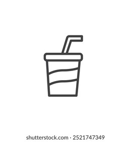 Soda Cup line icon. Linear style sign for mobile concept and web design. Soft drink cup with straw outline vector icon. Refreshing drink symbol, logo illustration. Vector graphics